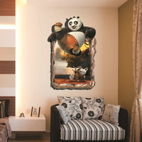 3D功夫熊猫卡通墙贴画儿童房装饰品卧室宿舍海报纸可移除墙画贴纸