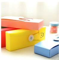 韩版日本文具盒糖果色铅笔盒可爱微笑化妆推盖袋松紧带收纳归类盒
