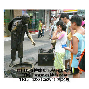 民俗小品铜雕城市文化小孩商业街步行街雕玻璃钢仿铜雕户外定制