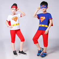 新款六一儿童节服装超人cospaly化妆舞会男女演出服衣服披风套装