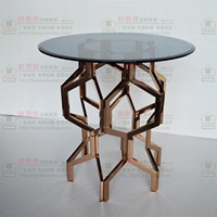 镀金不锈钢小圆几小咖啡桌简约时尚小圆桌设计师家具边几角几5011