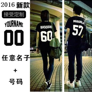定制！BIGBANG GD权志龙名字印花创意个性字母数字情侣装男女T恤