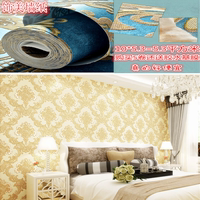 新款3D室内米黄色立体客厅欧式卧室房间家用花纹墙纸时尚金色壁纸