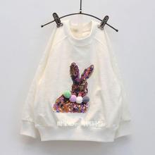 儿童童装女童2016春装新款可爱亮片兔兔球球百搭长袖t恤韩版