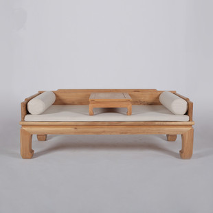 明清古典式家具罗汉床炕桌两件套高档简易实木沙发榆木免漆罗汉床