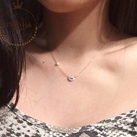 TYUSHA设计性感嘴唇韩国进口S925纯银材质天然珍珠锁骨链项链女
