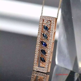一款两戴S925纯银镀金镶嵌天然蓝宝石项链吊坠时尚送女流行首饰品