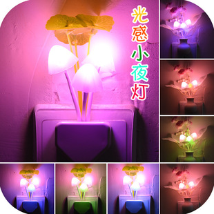 LED灯光控感应儿童小夜灯 创意花朵插电节能夜光壁灯卧室灯