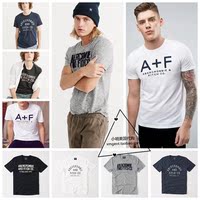 美国正品Abercrombie Fitch AF男17夏季修身圆领图案刺绣短袖T恤