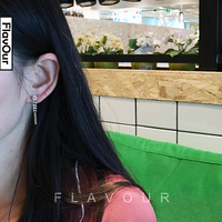FLAVOUR[芬芳]S925纯银耳钉水钻锁链厚重质感气质耳线耳环