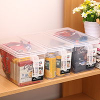 3个日本设计带手柄冰箱透明收纳盒 带盖保鲜盒食品水果分类收纳盒
