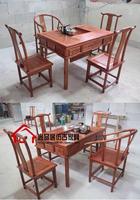 仿古茶桌实木中式茶艺桌1米小茶桌泡茶桌喝茶桌椅组合将军台桌子