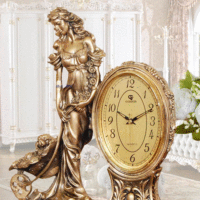 欧式客厅静音座钟台钟大号桌面钟女神工艺钟创意摆件复古奢华钟表