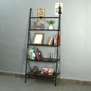 美式多功能储物架梯形置物卧室落地收纳书架家用铁架子靠墙展示架