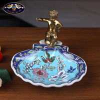 天使陶瓷干果盘欧式复古贝壳糖果盘玄关收纳客厅家居创意饰品摆件
