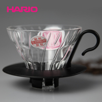 日本HARIO 玻璃滤杯 V60咖啡滤杯 手冲耐热玻璃 黑色 VDGN 现货