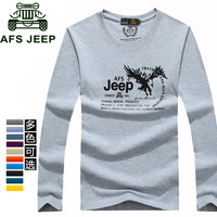 Afs jeep品牌男士长袖t恤男纯棉圆领16秋夏季薄款大码宽松T恤汗衫