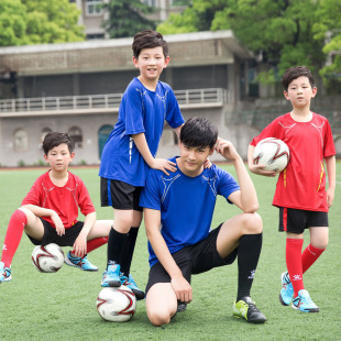 亲子装儿童光板足球服套装 男 短袖足球衣足球训练服比赛队服定制