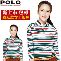 polo golf高尔夫长袖 男女款衣服 秋冬情侣上衣 条纹t恤 运动球服