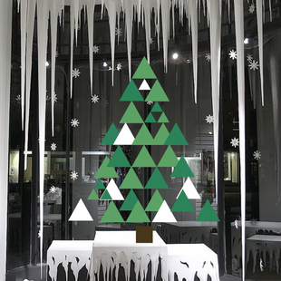 圣诞节三角形圣诞树DIY一代墙面贴纸可移除 橱窗玻璃 贴咖啡厅