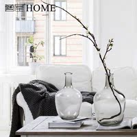 简约北欧创意透明玻璃花瓶花器现代家居客厅餐桌花插玄关装饰摆件