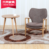 木荣全实木单人沙发椅日式橡木沙发小户型客厅环保家具简约脚凳