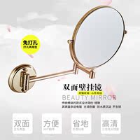 欧式全铜美容镜 浴室卫生间化妆镜 双面放大壁挂折叠免打孔活动镜