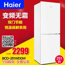 Haier/海尔 BCD-251WDGW/251升节能省电风冷无霜双门白色电冰箱