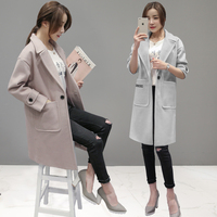 2016秋冬新款时尚中长款羊毛呢大衣韩版修身女式茧型中长款呢外套