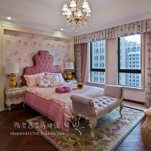 时尚田园欧式粉色地毯客厅茶几地毯卧室床边儿童房手工地毯定制