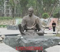 茶圣陆羽雕像 仿铜人物定制古代品茶喝茶人物雕塑