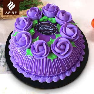 Y132大美紫色玫瑰仿真蛋糕模型 数码蛋糕 欧式水果塑胶蛋糕包邮