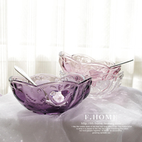 欧式复古浮雕玻璃碗 桃心花瓣甜品碗冰淇淋碗酱料碗小食碗水果碗