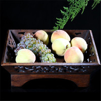 泰国实木工艺品 雕花糖果盘 东南亚特色置物篮 木水果盘 创意