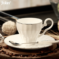 嘉兰 骨瓷创意咖啡杯碟套装 欧式白金边下午茶个性水杯简约陶瓷器