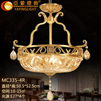 新款欧式吊灯全铜灯具美式个性餐厅灯温馨卧室灯创意吧台玻璃灯饰