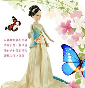 可儿娃娃中国古装关节体蝶舞芸裳芭比娃娃套装盒儿童女孩礼物玩具
