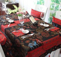 布艺时尚桌布卡通茶几台布东南亚暗色印花盖巾四季亚麻椅垫餐垫子