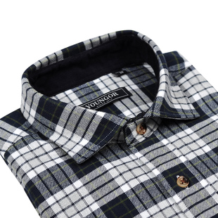 雅戈尔专柜正品格子长袖衬衫 商务休闲寸衫磨毛衬衣42码RM14150