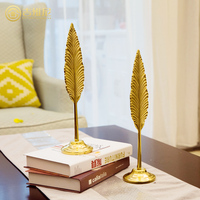 家居装饰品羽毛摆件全铜树叶欧式创意电视柜客厅书房工艺品摆设