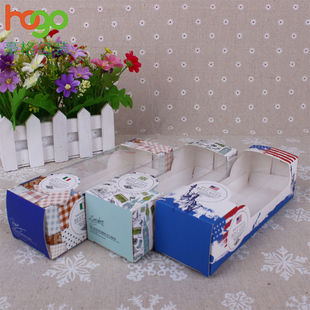 高档英伦风长条纸盒慕斯蛋糕盒小糕点盒透明窗口纸盒