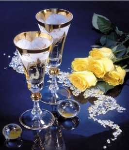 黄玫瑰香槟十字绣成品纯手工水晶玫瑰餐厅新款客厅简约现代竖版图