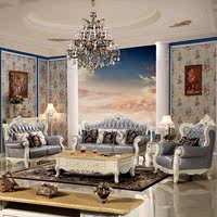 欧式真皮沙发 法式实木雕花奢华酒店客厅123组合 新古典美式家具