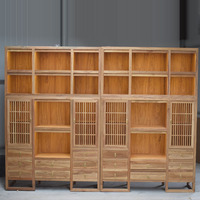 新中式 老榆木展柜实木书柜 书架 免漆环保博古架茶楼会所展示柜