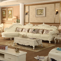 欧式真皮沙发组合进口头层牛皮全实木雕花客厅家具美式转角皮沙发